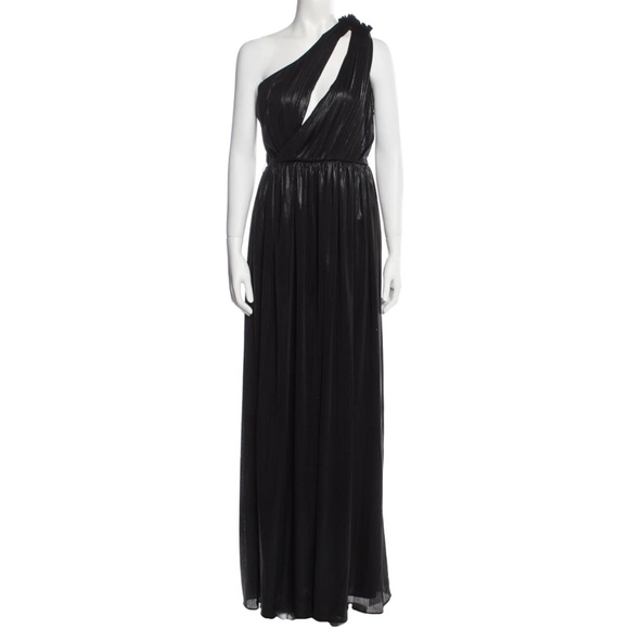Retrofete Andrea Shiny Black One Shoulder Gown Slit, Size S (NWT), prom, maxi - Picture 2 of 7